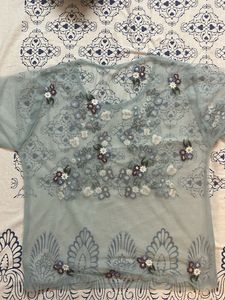 Powder Blue Embroidered Top
