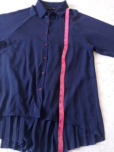 Navy Blue Pleated Blouse