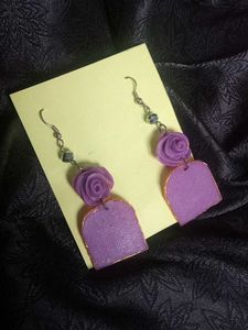 Purple Rose Drop Earrings