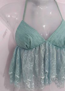 Y2K DENIM AND LACE TOP
