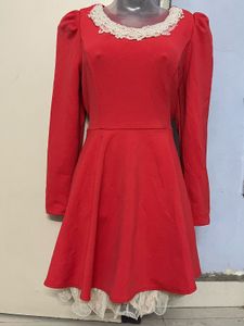 Pintrest Red Long Sleeve Mini Dress