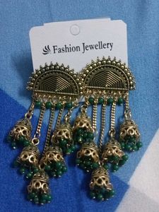 Green Jhumka Earrings