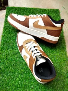 NIKE Stylish Brown &amp; White Sneakers