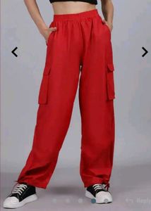 High Rise Parachute Style Pockets Cargo Track Pant