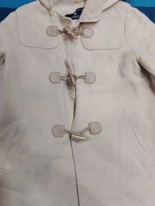 Beige Hooded Toggle Coat