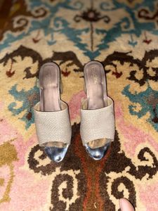 Party Wear Silver Block Heels