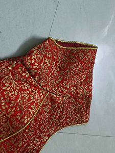 Red &amp; Gold Brocade Blouse