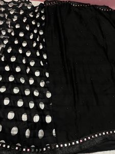 Black Supernet Sari|Sadi With Blowse