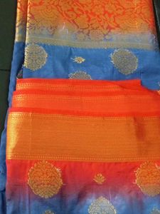 Elegant Blue &amp; Orange Saree