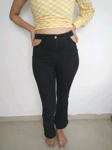 High Waist Trendy Side Cut Ball Bottom Jeans..,Boo