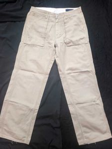 Beige Cotton Pants with 3D pockets