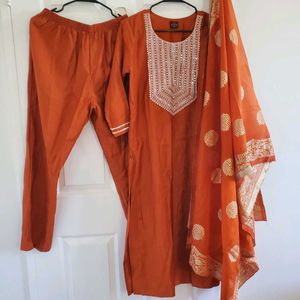 Elegant Orange Kurta Set HEAVY Banaras Dupatta