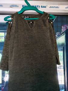 Olive Green Cold Shoulder Top
