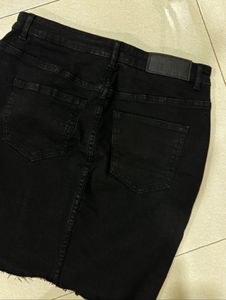 Black Denim Mini Skirt