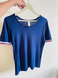 Navy Striped Cuff T-Shirt