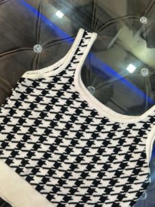 Houndstooth Knit Crop Tank Top