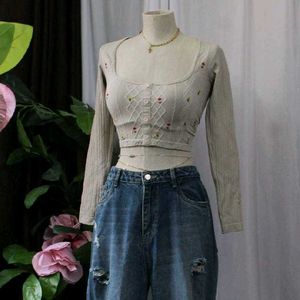 Zara Floral Knit Crop Top