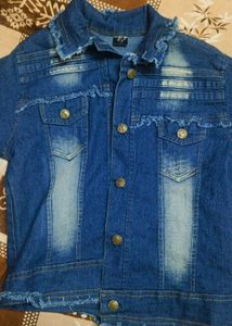 Denim Jacket with Distressed Details