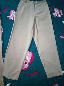 Wide Leg Beige Trousers