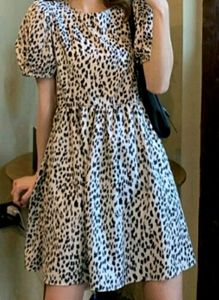 Korean Printed Puff Sleeve Dress