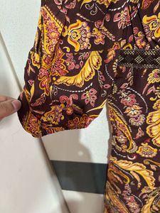 Pure Viscose Floral Print Notch Neck Dress