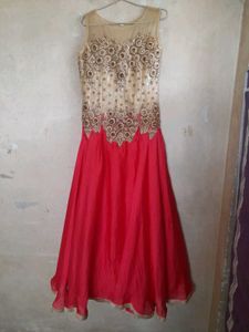 Orange and Gold Embroidered Gown