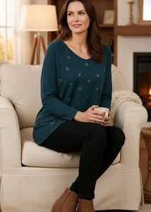 Stylish Teal V-Neck Top