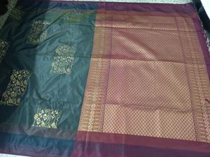 Elegant steel grey and maroon saree
