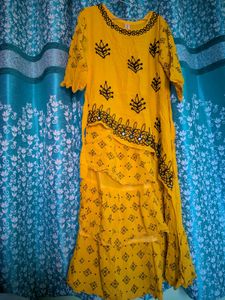 Girls Yellow Embroidered Dress