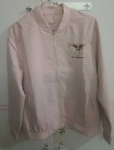 Pink Bomber Jacket with Eagle Patch