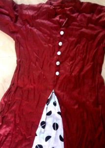 Maroon Tunic with Polka Dot Accent