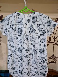 Floral Print Top with Lace Detail