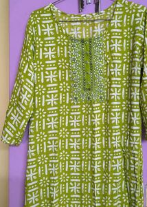 Green Printed Kurta Set