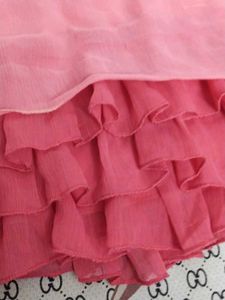 Carrot Red / Peach Pink Cutesy Ruffle Dress