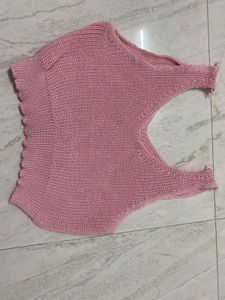 Pink Ribbed Knit Crop Tank