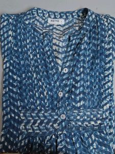 Indigo Ikkat Printed Short Women Tunic Top