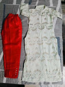 Elegant Mint Green Plaazo Kurta Set