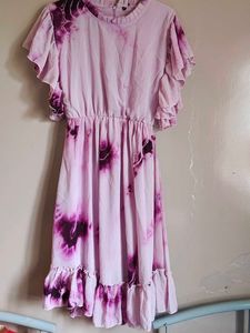 Women Lavender Tie And Dye Dress Of Size L