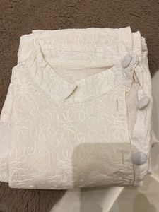 Elegant White Embroidery Kurta