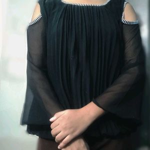 Black Cold Shoulder Blouse