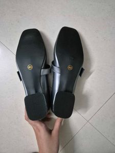 Grey Strap Mary Jane Ballet Heels