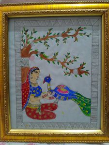 Mithila Painting, Hand-painted And Framed