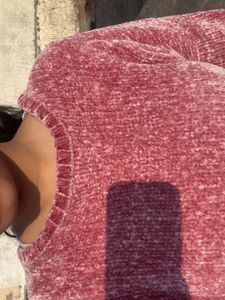 Pink Chenille Pullover Sweater