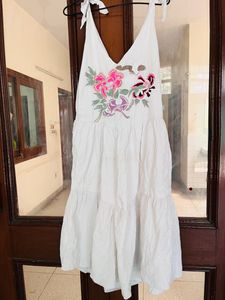 Tiered Pure White Dress ❤️ With Embroidery