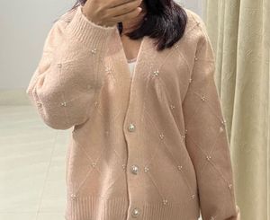 Mango Pink Pearl Embellished Cardigan