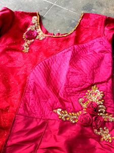 Red Embellished Girls' Dress