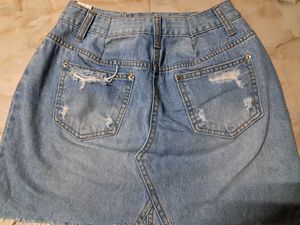 Mini Distressed Denim Skirt