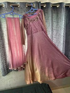Elegant Mauve Embroidered Dress