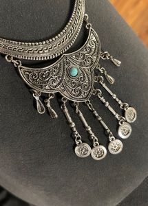 Silver Bohemian Pendant Necklace &amp; Earrings