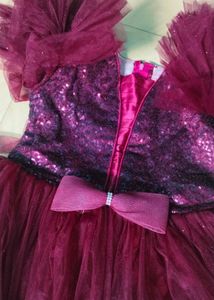 Dark Purple Colour Smooth Net Frock